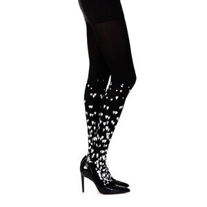 Zohara Heart Print TightsFalling Hearts Women Blackgrey Hosiery
